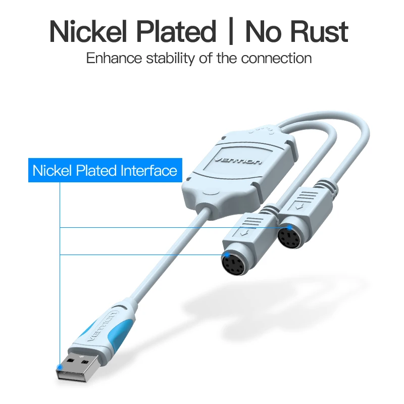 Vention-Cable convertidor USB a PS2, adaptador macho a PS/2 hembra, Cable de extensión USB para teclado, ratón, escáner, PS2 - imagen 5