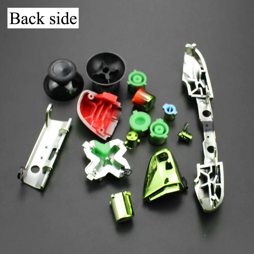 ChengHaoRan, 1 Juego de reemplazo de botón completamente cromado para Xbox One S Dpad ABXY, empuñaduras de gatillo, piezas de palo para controlador Xbox One S - imagen 3