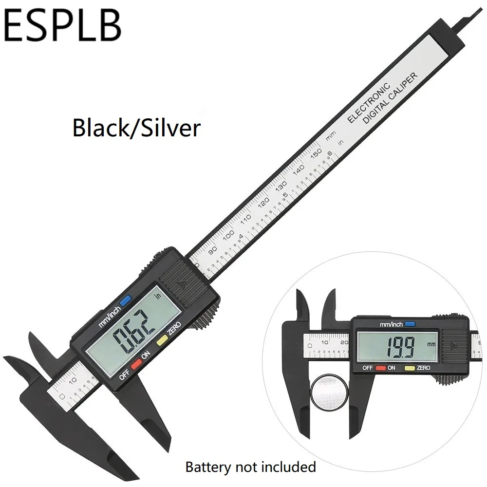 ESPLB-calibrador Vernier de plástico de 150mm, calibrador Digital electrónico con pantalla LCD de 6 pulgadas, calibradores de conversión de milimetro de fibra de carbono