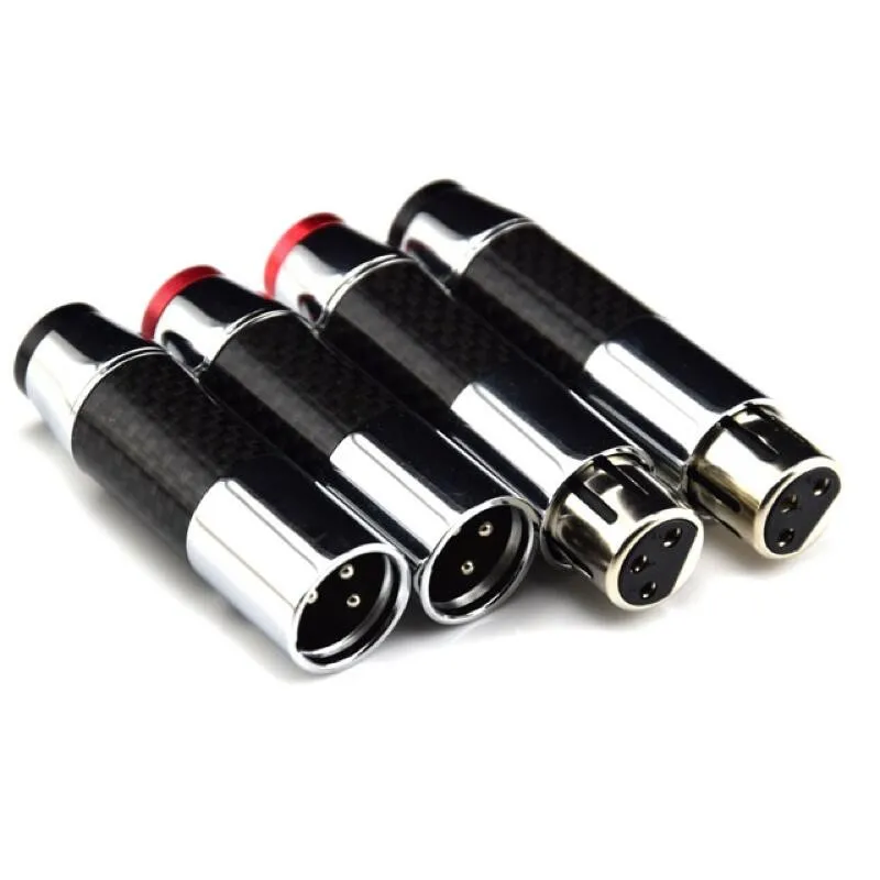Audio Hifi 4 unids/set conector de clavija XLR de fibra de carbono 3 pines M & F conector de cable XLR negro enchufe de micrófono XLR de 3 pines - imagen 2