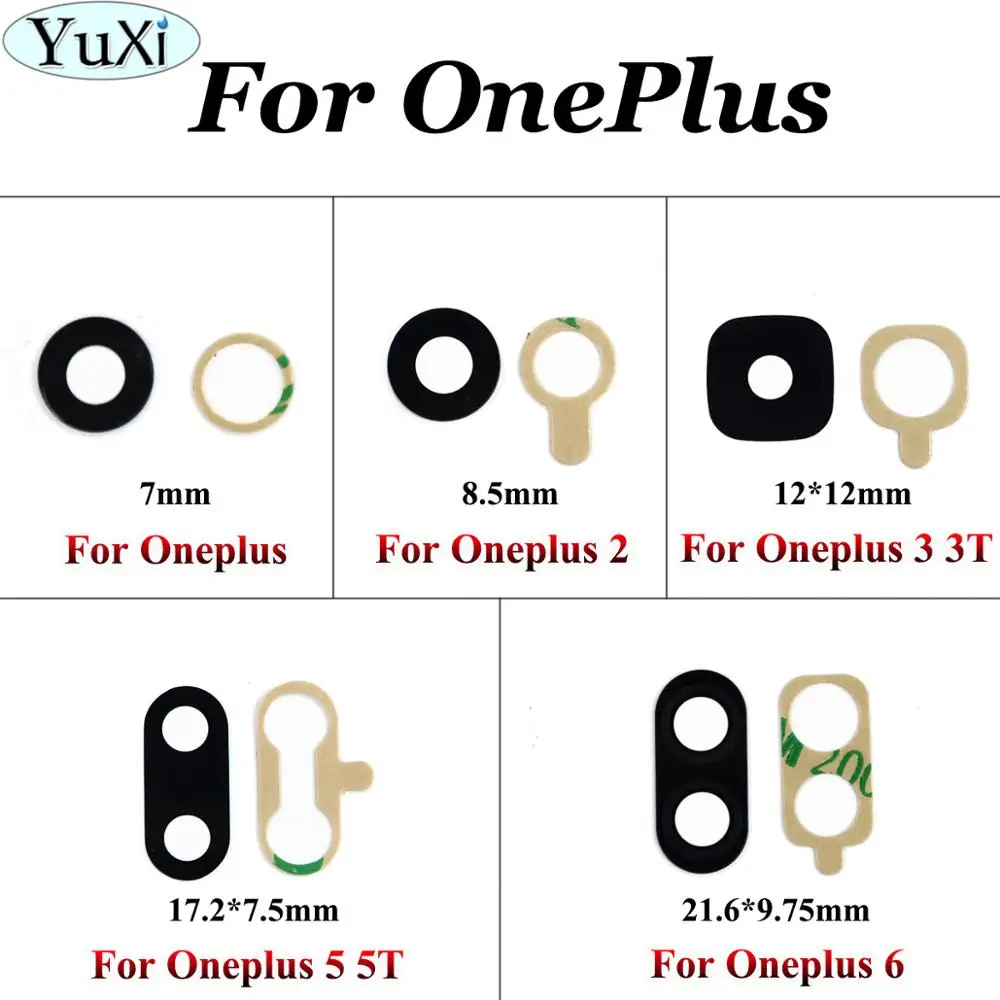 YuXi-cubierta de cristal para cámara trasera de Oneplus 3, 3T, A3000, A3003, A3010, Oneplus 1, 2, 5, 5T, A5000, 6, A6000, con pegatinas de pegamento
