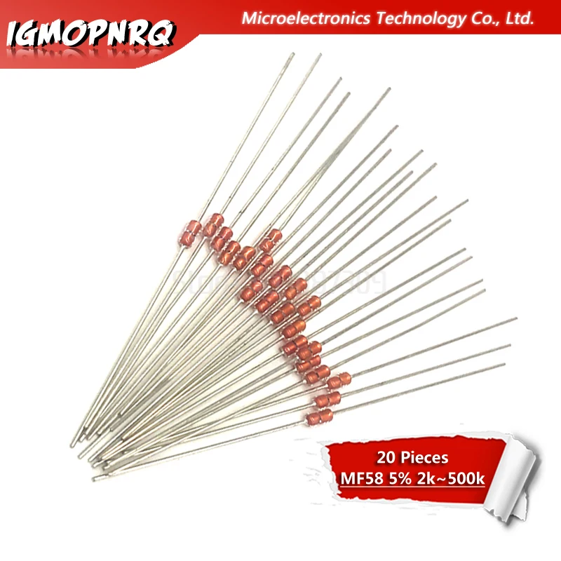 Resistencia termistor de MF58-2K, 20 Uds. MF58 B Valor: 3950 2K 5K 10K 20K 50K 100K 200K 500K ohm 5% MF58-5K MF58-10K