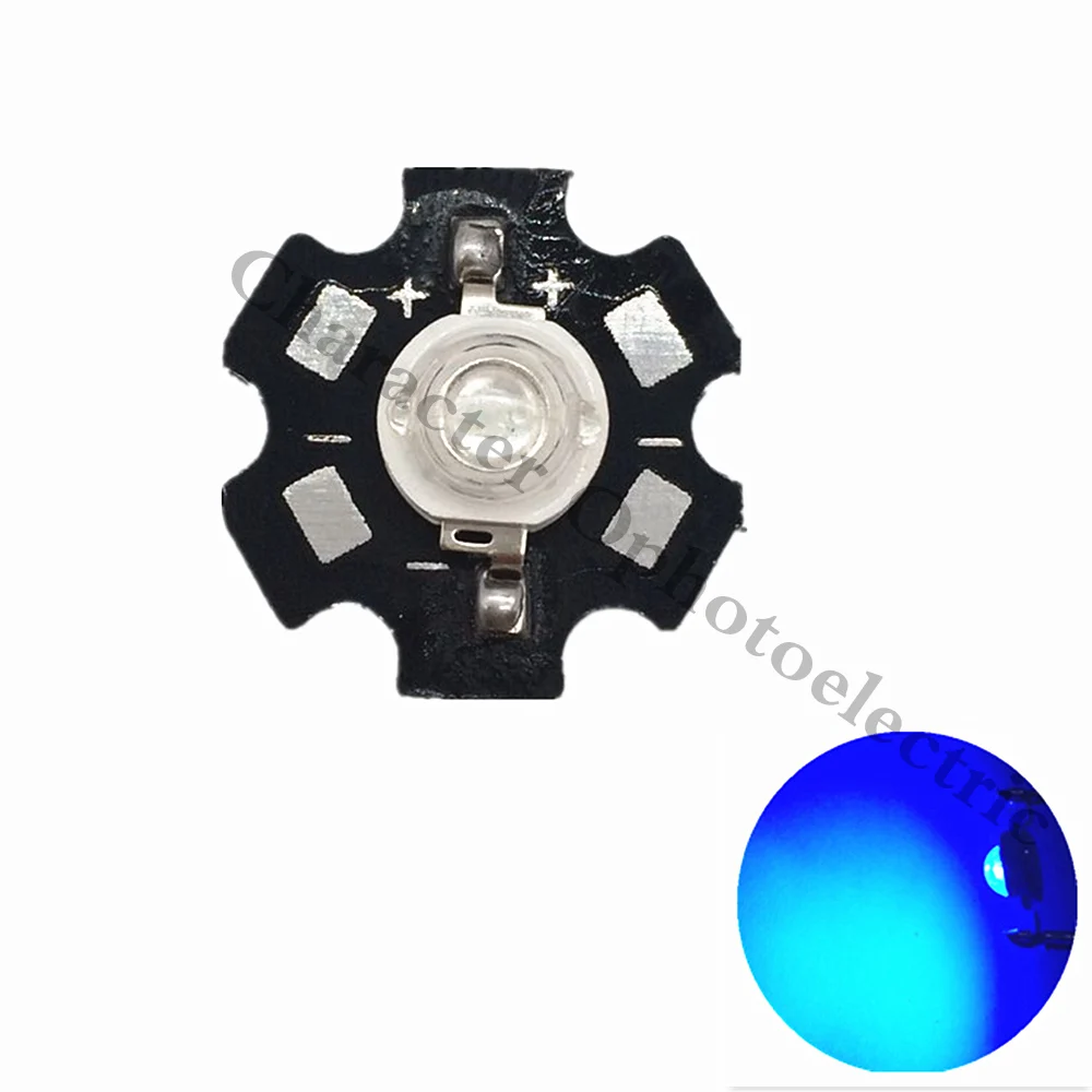 50 Uds 1W 3W LED de alta potencia espectro completo blanco cálido verde azul rojo profundo 660nm azul real UV IR con PCB de estrella negra de 20mm - imagen 3