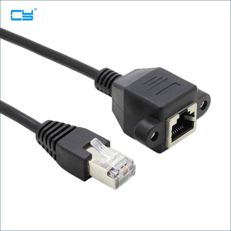 Cable de extensión de red Ethernet LAN Cat 5 RJ45 macho a hembra con montaje en Panel de tornillo, 30cm, 60cm, 100cm, 150cm, 2m, 3m, 5 m, 10m - imagen 2