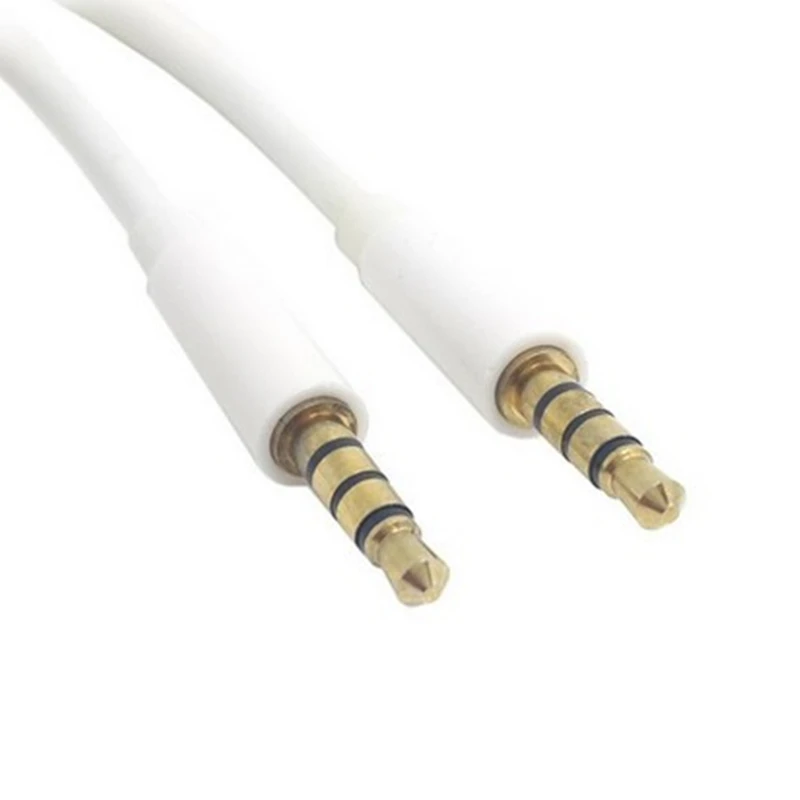 Cable de 4 polos macho de 3,5 mm a macho de 3,5 mm y 4 polos para audio estéreo de automóvil Cable auxiliar 100 cm 1 m 3 pies Blanco - imagen 5