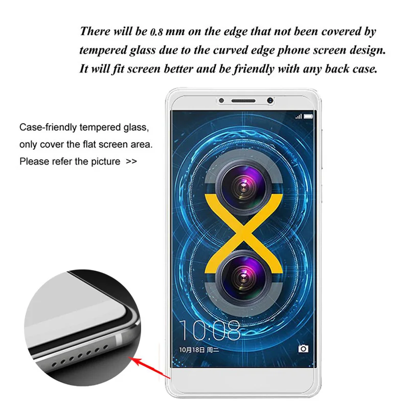 3 piezas para Huawei Honor 6X Protector de pantalla de vidrio templado película protectora 9 H vidrio a prueba de arañazos para Huawei Honor 6X - imagen 2