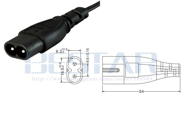 Cable de alimentación de CA corto de 20cm IEC 320 C8 2 pines macho a IEC320 C5 hembra adaptador de hoja de trébol para ordenador portátil adaptador de corriente - imagen 3