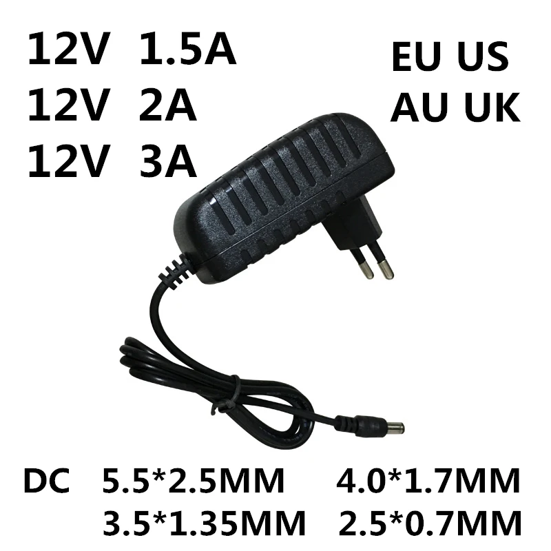 Adaptador de corriente para tiras de luz LED EVD, convertidor AC 100-240V DC 12 V 0.5A 0.8A 1A 1.5A 2A 3A, fuente de alimentación del cargador, 12 V, 1 ud. - imagen 3