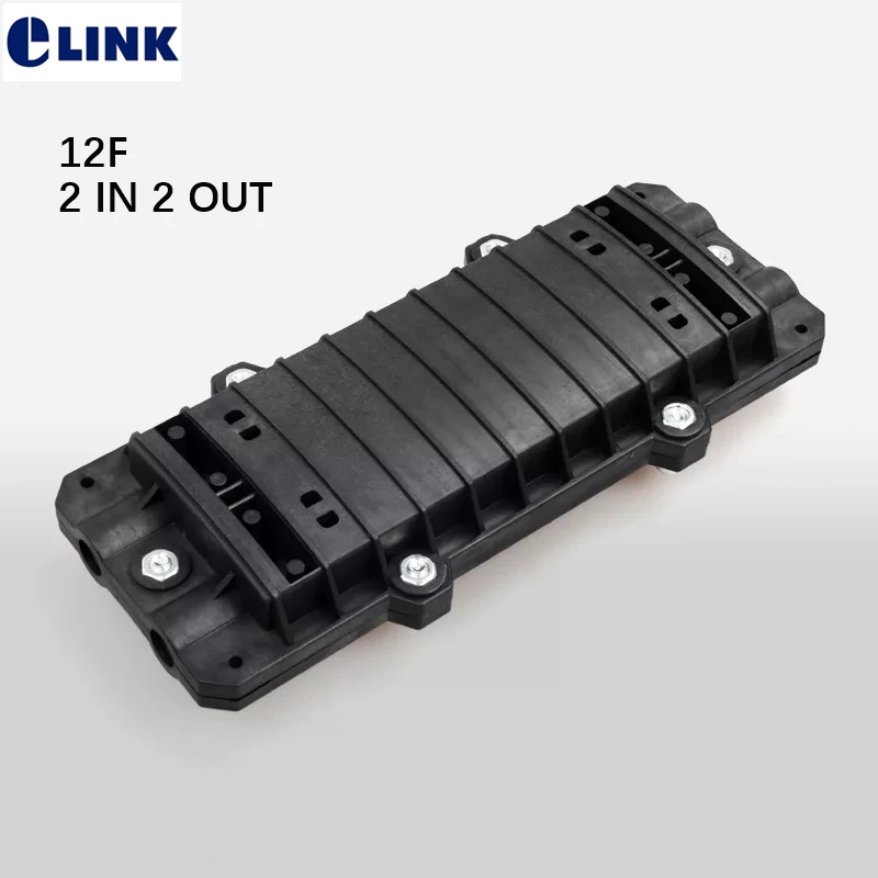 Caja de fibra de 12 núcleos 2 en 2 salidas caja de empalme de fibra óptica de tipo Horizontal impermeable al aire libre caja de bandeja de fusión tipo D 33*15*7cm