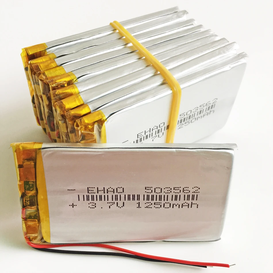 Batería recargable de polímero de litio LiPo, 10 piezas, 3,7 V, 1250mAh, 503562, para MP3, MP4, MP5, GPS, PSP, DVD, tableta, PC