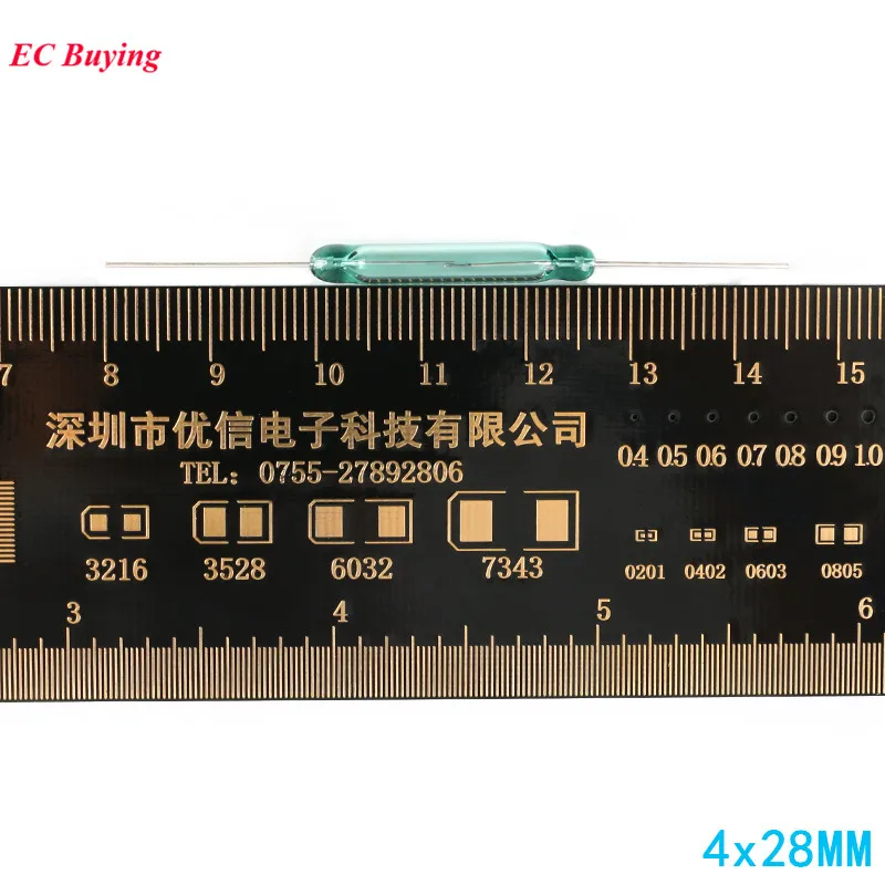 10 unids/lote 4x28MM Sensor de interruptor de láminas normalmente abierto DIY interruptores de láminas magnéticos electrónicos NO 4*28mm - imagen 2