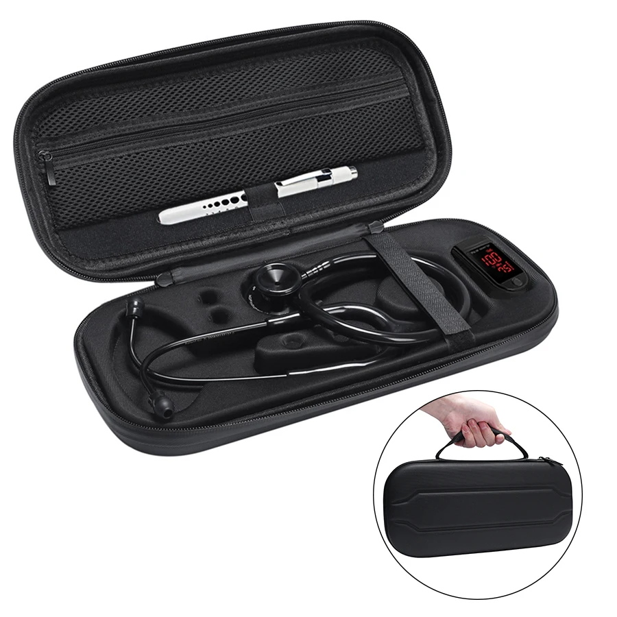Estuche de transporte rígido de estetoscopio superior EVA para 3M Littmann Classic III / MDF / ADC / Omron, bolsillo de malla para accesorios, novedad de 2021