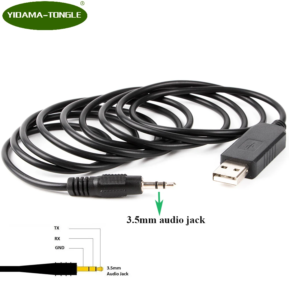 Cable adaptador de convertidor Serie USB a TTL, Chip FTDI 3,3 V TTL UART 6 pies a 3,5mm, Conector de audio estéreo, TTL-232R-3V3-AJ
