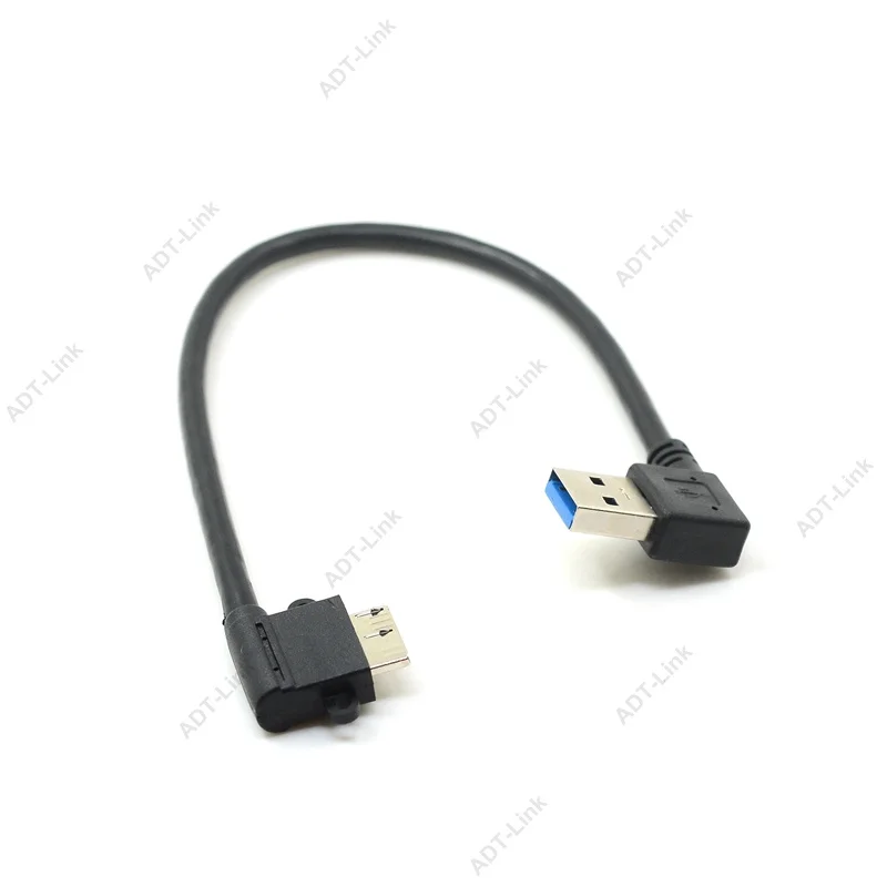 Cable USB 3,0 de doble codo en ángulo izquierdo y derecho USB 3,0 de 90 grados USB 3,0 A macho a Micro B macho cable de 90 grados negro 25cm - imagen 2