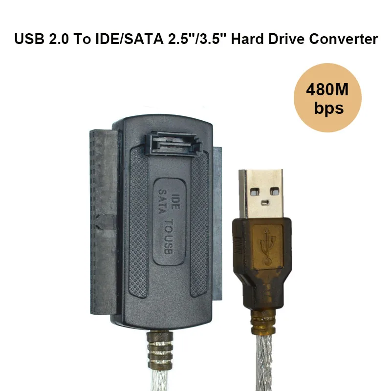 Cable adaptador de interfaz de datos, Adaptador 3 en 1, USB 2,0 a IDE / SATA de 2,5 ", 3,5", HDD SSD, 480 Mb/s - imagen 2