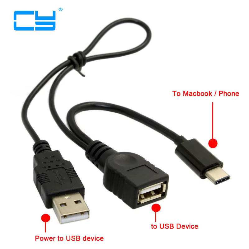 Cable Adaptador USB-C OTG Hembra - Transferencia y Carga para Móvil
