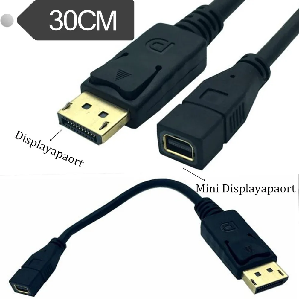 Convertidor adaptador Mini DisplayPort hembra a DP macho de 30cm TB para MacBook pro Air Surface Pro3 Pro2 - Cable de 0,3 m - imagen 4