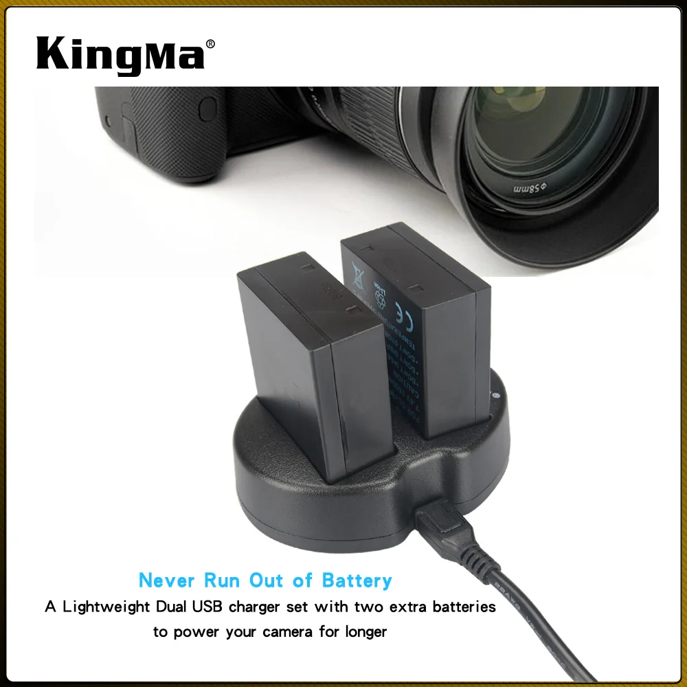 KingMa-Batería de repuesto BLH1 BLH 1, 2 piezas, 1600mAh, BLH-1, cargador Dual Micro USB para cámara Olympus E-M1 Mark II - imagen 2