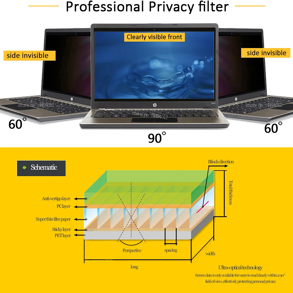 Protectores de pantalla para ordenador portátil, película protectora para Monitor de privacidad, 23,8 pulgadas, 16:9, 529mm x 296mm - imagen 3