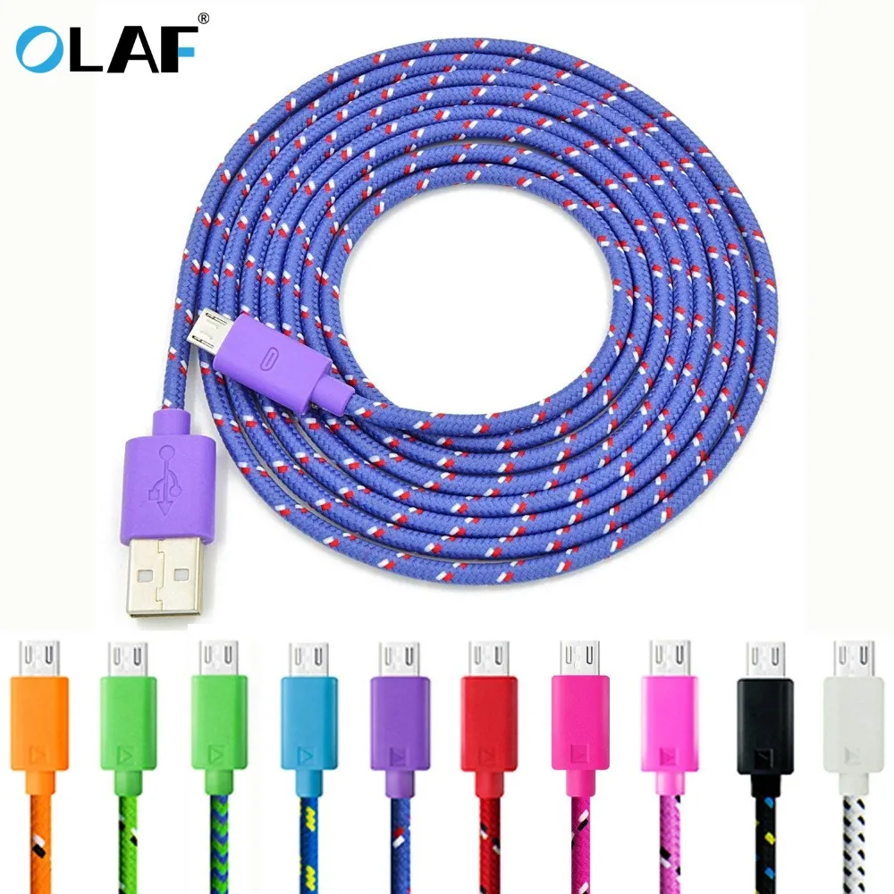 Cable Micro USB OLAF de 1M/2M/3M, Cable adaptador de cargador USB para teléfono móvil de carga rápida, Cable de sincronización de datos para Samsung, Huawei y Xiaomi