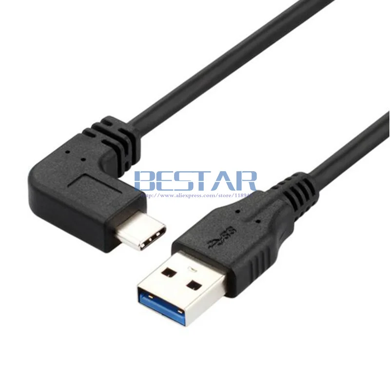 1m/3 pies de alta velocidad 10Gbps USB 3,0 tipo a a USB 3,1 tipo C Cable Reversible diseño de ángulo de 90 grados conector de USB-C macho a macho - imagen 2