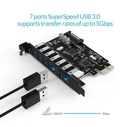 Tarjeta ORICO PCI-E USB 3.0 7 Puertos con Alimentación SATA