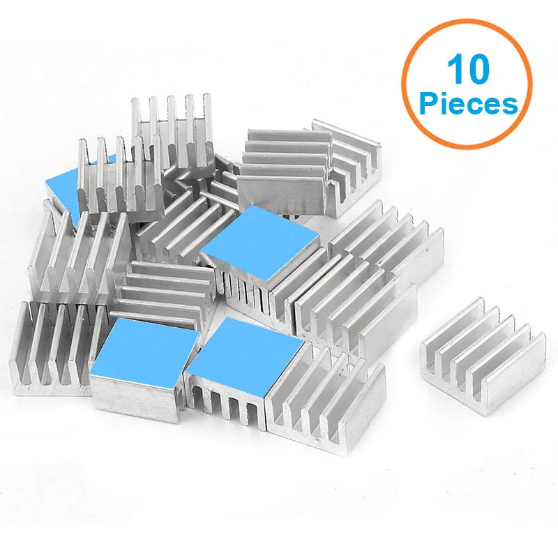 Disipador térmico de aluminio, 8,8x8,8x5mm, con 8810 cintas adhesivas conductoras térmicas, Enfriador de radiador de refrigeración de Chip electrónico, 10 unidades por lote