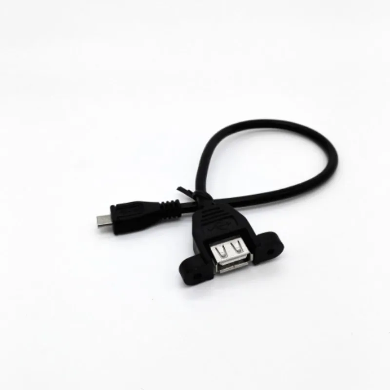 Cable de extensión Micro B macho de 5 pines A USB A 2,0 hembra, Tornillo de montaje en Panel, oreja de 30cm /50cm, Cable con orificios para tornillos, línea deflectora - imagen 3