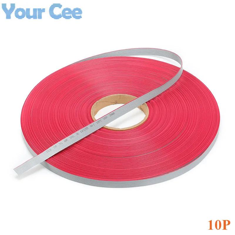 5 m/lote 1,27mm paso de espaciado 10 pines 10P gris cinta plana Cable de datos conector AWG28 300V aislamiento: 9 milles 10 vías - imagen 2