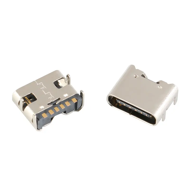 20/10/5 piezas 6 Pin SMT conector de enchufe Micro USB tipo C 3,1 colocación femenina SMD DIP para diseño de PCB DIY carga de alta corriente - imagen 3