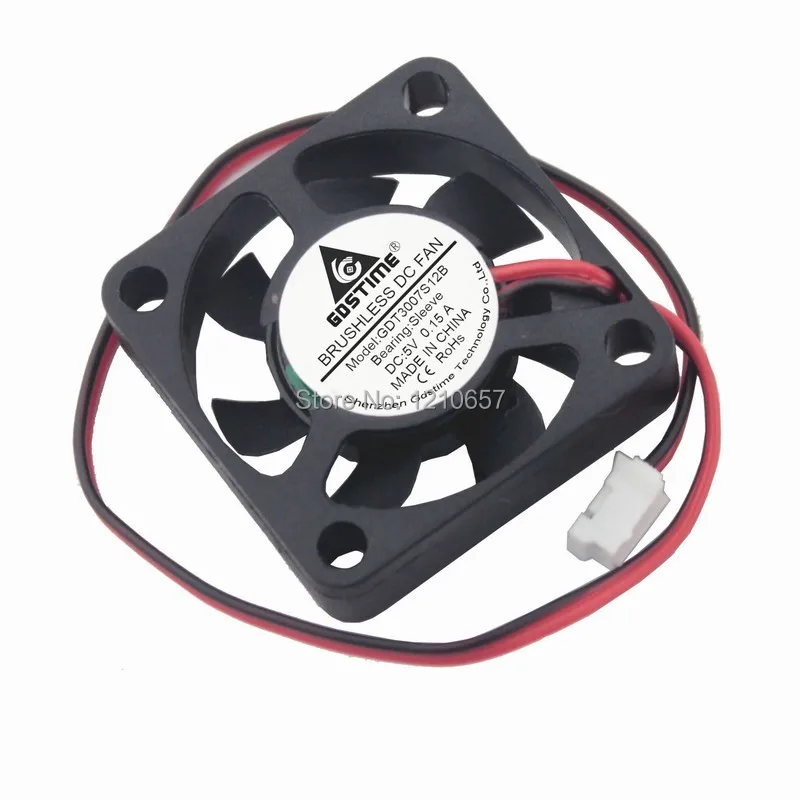 Gdstime-miniventilador de refrigeración de plástico, 30mm, 3cm, 30x7mm, 3007 DC, 5V, 2 pines, 30 unidades por lote