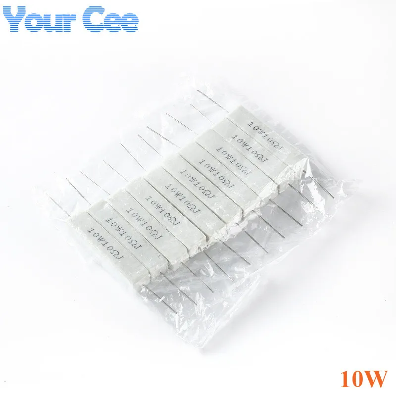 10 uds/5 uds 5W 10W resistencia bobinada de cerámica 0,1 0,22 0,15 0,5 2 5 8 10 15 20 25 47 100 470 1K Ohm 5 10 vatios resistencia de cemento - imagen 5