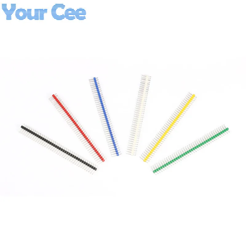 12 Uds. Cabecera de Pin rompible de 40 pines 2,54mm Kit de conector de cabezal macho de una sola fila tira de pines PCB Blanco/Negro/rojo/azul/verde/amarillo - imagen 3
