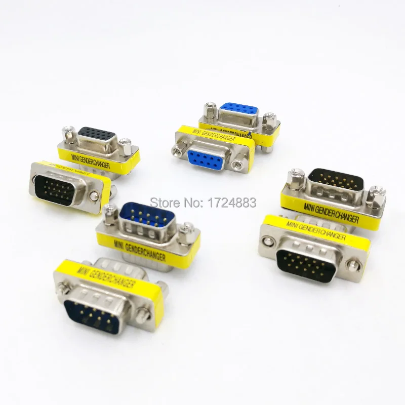 DB9/DB15 MINI Adaptador Cambiador Género RS232 Com D-Sub Conector Macho Hembra VGA 9 15 Pines - Vista principal del producto