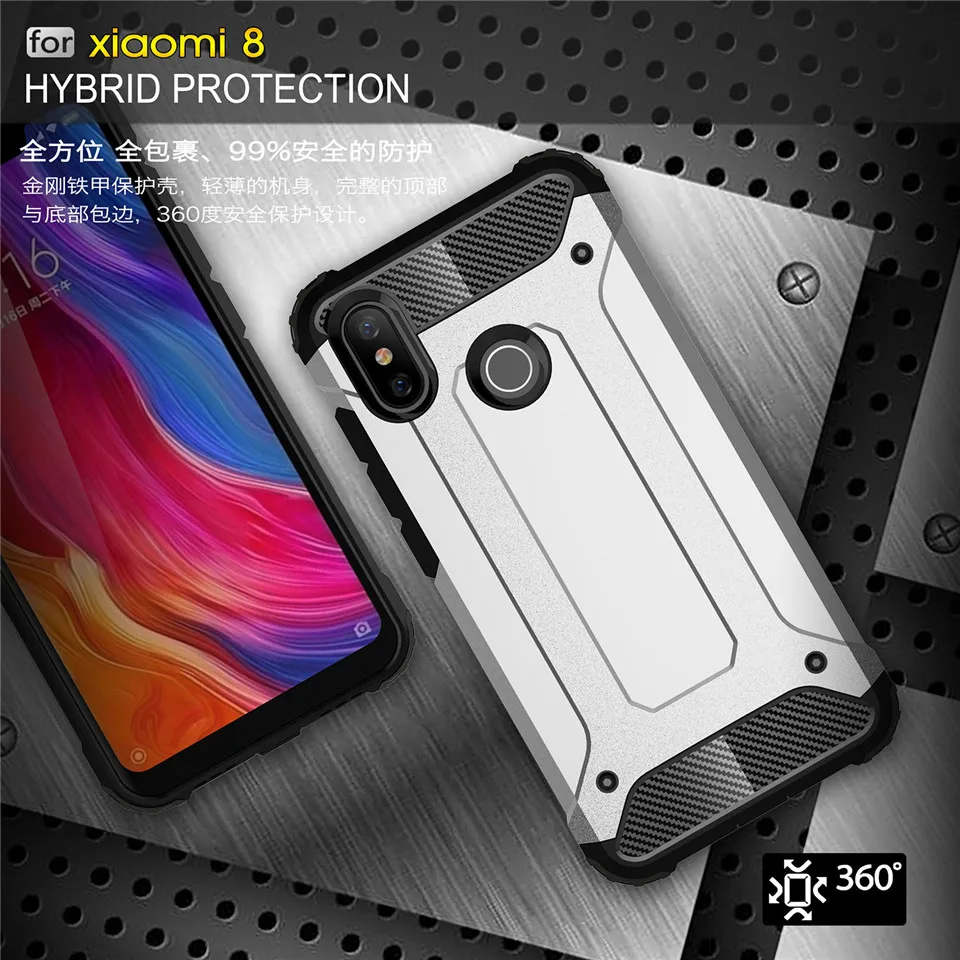 HereCaseStrong Hybrid Tough Shockproof Armor Phone Back Case For Xiaomi Mi8 SE Mix2S Mi5X 6X Redmi 5A Note 5A Rugged Impact Cover (8)