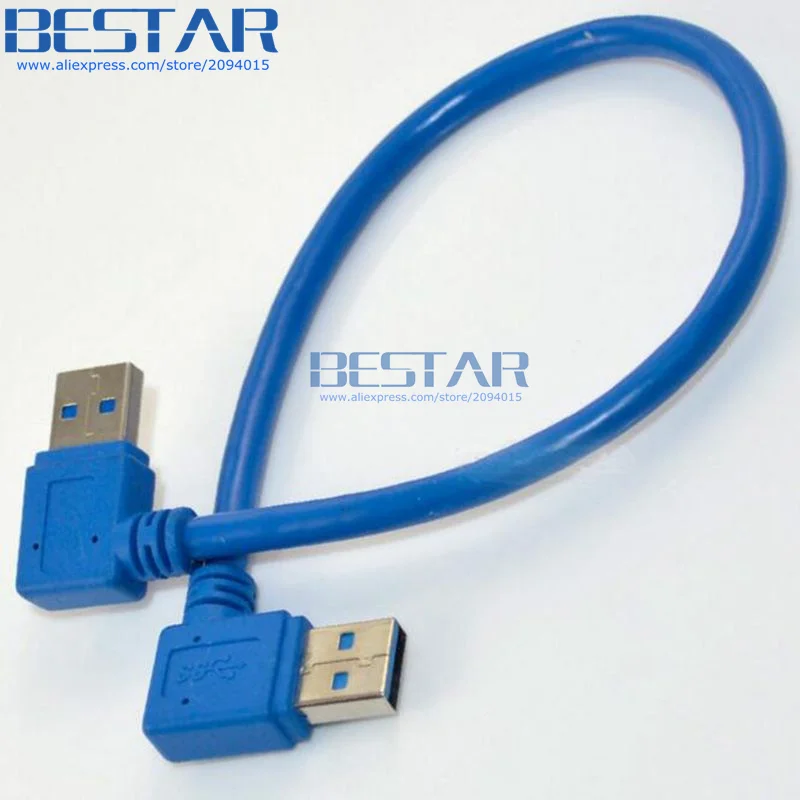 (50 unids/lote) 1 pie USB 3,0 un ángulo recto macho a un ángulo izquierdo conector de Cable corto 30 cm Compatible con HDD - imagen 2