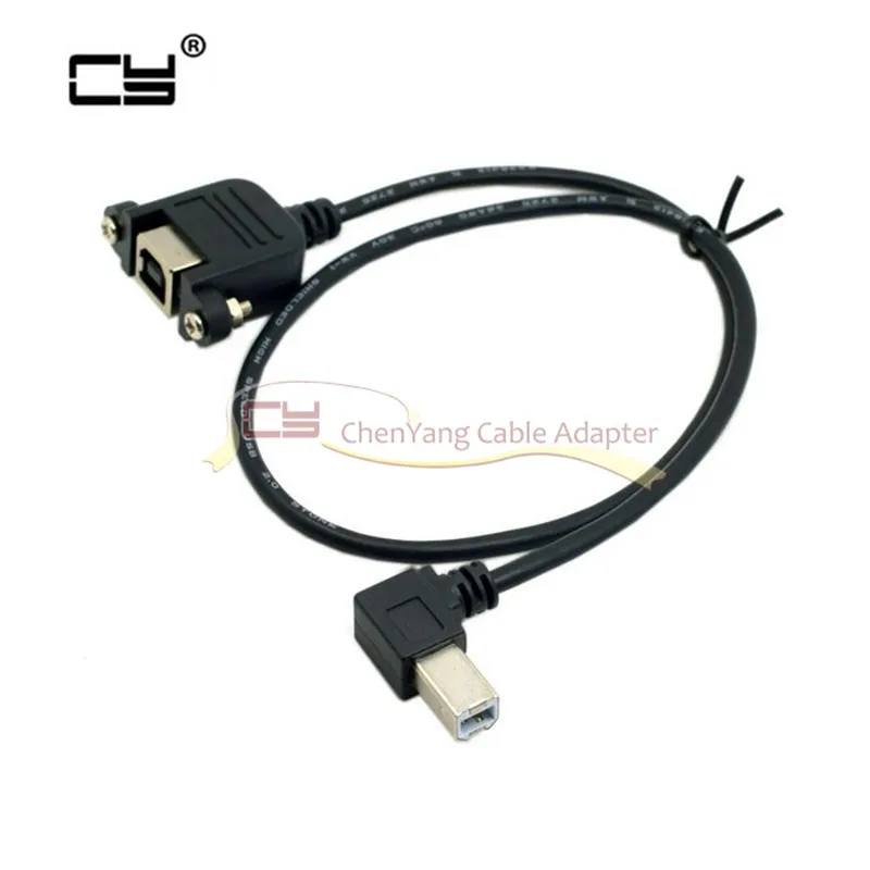 Cable de extensión USB tipo B macho a hembra de 90 grados con ángulo izquierdo y derecho, con tornillos para montaje en Panel de 50cm - imagen 3