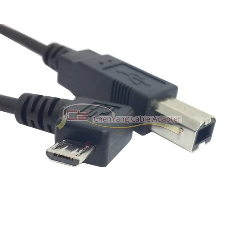 Cable de disco duro para escáner de impresora tipo B estándar OTG Micro USB de 90 grados en ángulo recto de 80cm