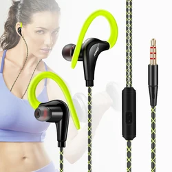 Auriculares deportivos con gancho, micrófono y graves potentes
