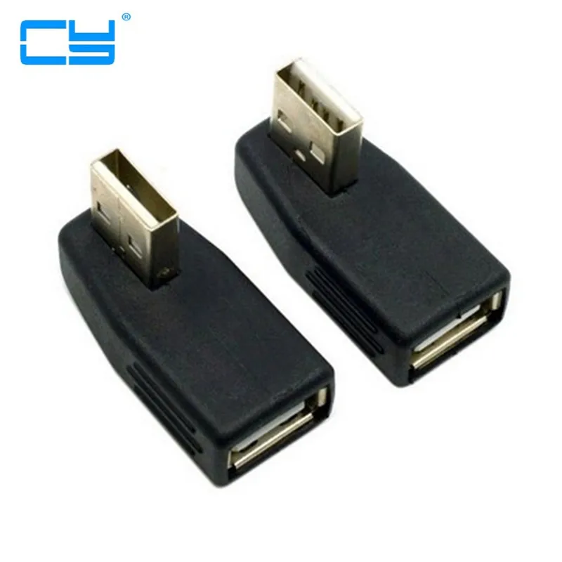 Dirección izquierda y derecha en ángulo de 90 grados USB 2.0 adaptador de extensión macho a hembra perfil bajo negro - imagen 2