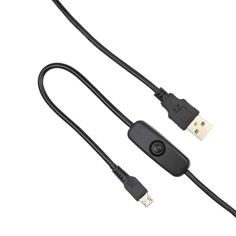 Cable de alimentación USB de 1M con botón de encendido/apagado, Cable cargador de puerto USB a Micro USB para Raspberry Pi 3/Zero