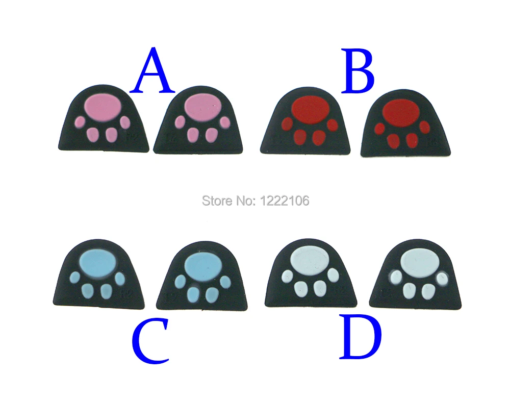 100 juegos de funda adhesiva de silicona con diseño personalizado de pata de gato, tapa adhesiva para controlador de PS4, cubierta de botón L2 R2 - imagen 2