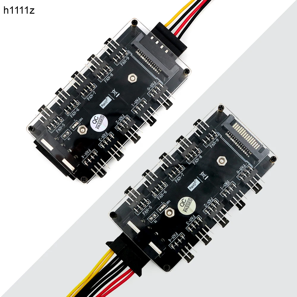 Adaptador de concentrador de ventilador de 4 pines Molex o SATA, conector de alimentación de 15 Pines, refrigerador de CPU, carcasa de chasis de PC, divisor de ventilador de refrigeración, adaptador de ventilador de 3 pines y 4 pines