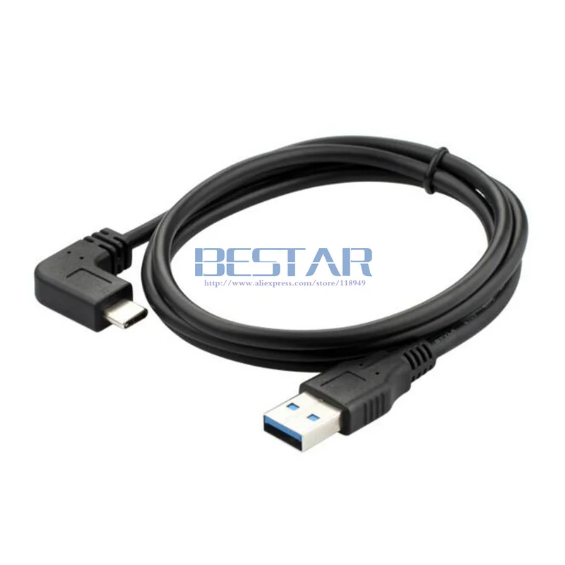 1m/3 pies de alta velocidad 10Gbps USB 3,0 tipo a a USB 3,1 tipo C Cable Reversible diseño de ángulo de 90 grados conector de USB-C macho a macho