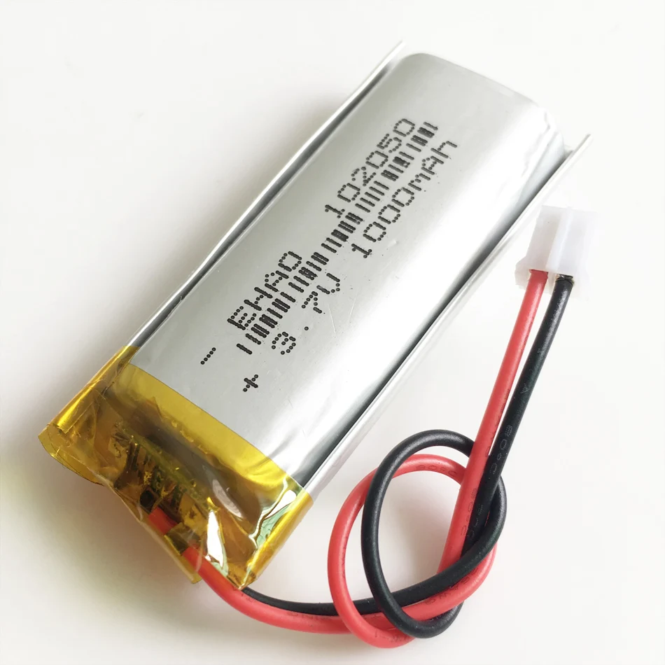 Batería recargable Lipo de 3,7 V, 1000mAh, 102050 + JST, 2 pines, enchufe de 2,0mm para Bluetooth, KTV, micrófono con cable para el hogar, cámara GPS - imagen 4