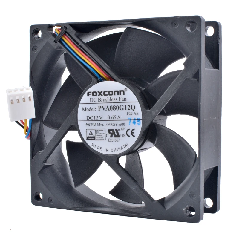 COOLING REVOLUTION-ventilador PVA080G12Q, 8cm, 80mm, 8025, 80x80x25mm, 12V, 0.65A, 4 pines, PWM, ordenador, CPU, alto volumen de aire - imagen 3