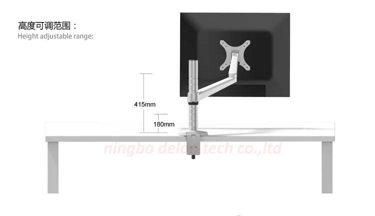 OA-3S de aluminio con montaje en D, base de ojal de abrazadera de 10-27 ", 7kg, brazo doble, soporte vesa de pantalla única, soporte de escritorio para monitor, inclinación giratoria 360 - imagen 5