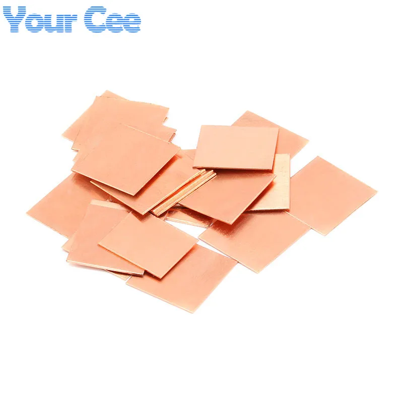 10 Uds 15mm x 15mm 0,3mm 0,5mm 0,8mm 1mm 1,2mm 1,5mm 2,0mm de espesor disipador térmico cuña de cobre almohadillas térmicas para ordenador portátil IC Chipset GPU CPU - imagen 4