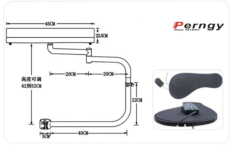 DL OK010 Silla multifuncional de Metal con sujeción de movimiento completo, bandeja para ordenador portátil + soporte para reposamuñecas para teclado, inclinación de juegos de oficina de movimiento completo - imagen 5