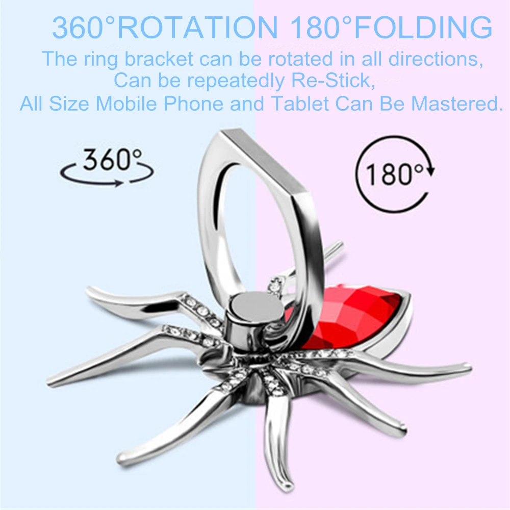 Soporte de anillo de dedo para teléfono móvil, soporte de anillo giratorio 360, soportes universales para teléfono móvil, Metal Spider Bling - imagen 2